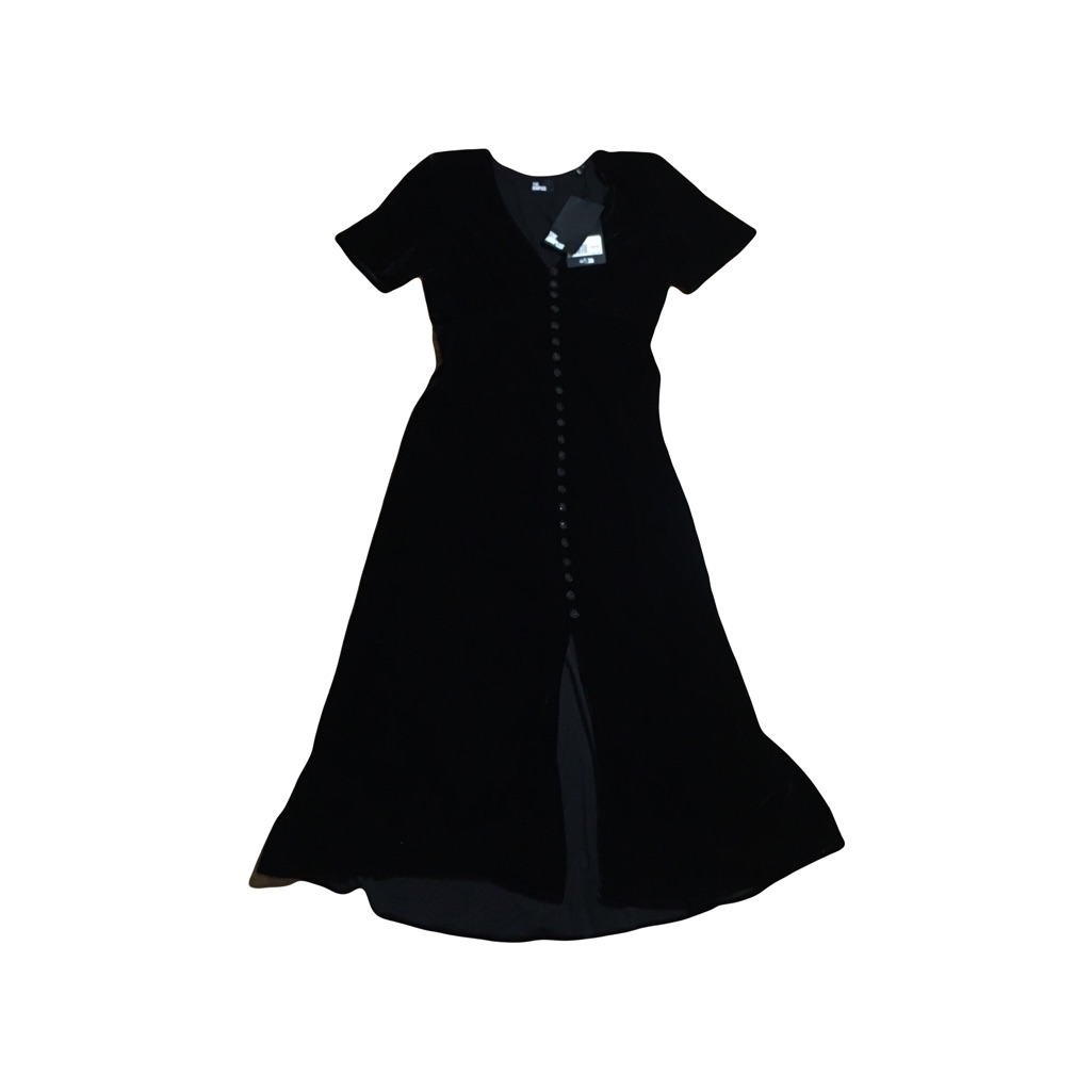 The Kooples Fr 1 Us Small Black Velvet Maxi Dress New With Tags Front Buttons